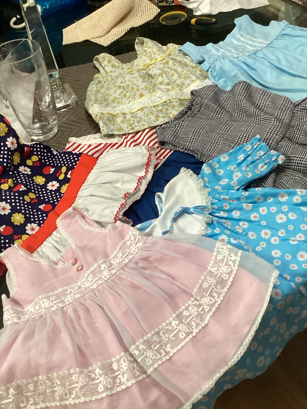 7 Vintage Children’s Dresses - Most Homemade - In Good Condition - Maybe Size 2